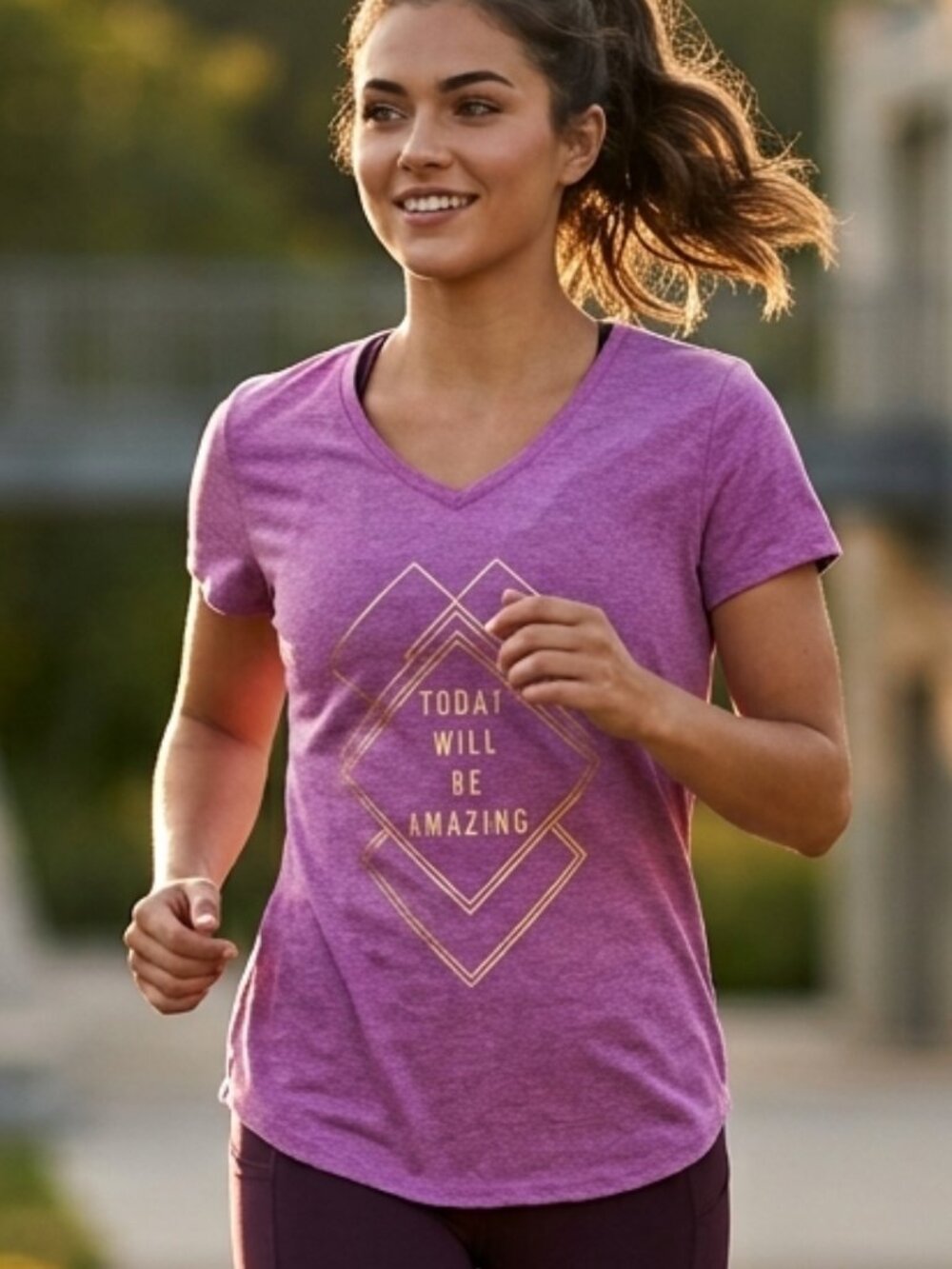 Tek Gear Heathered Orchid Purple Graphic Tee XL